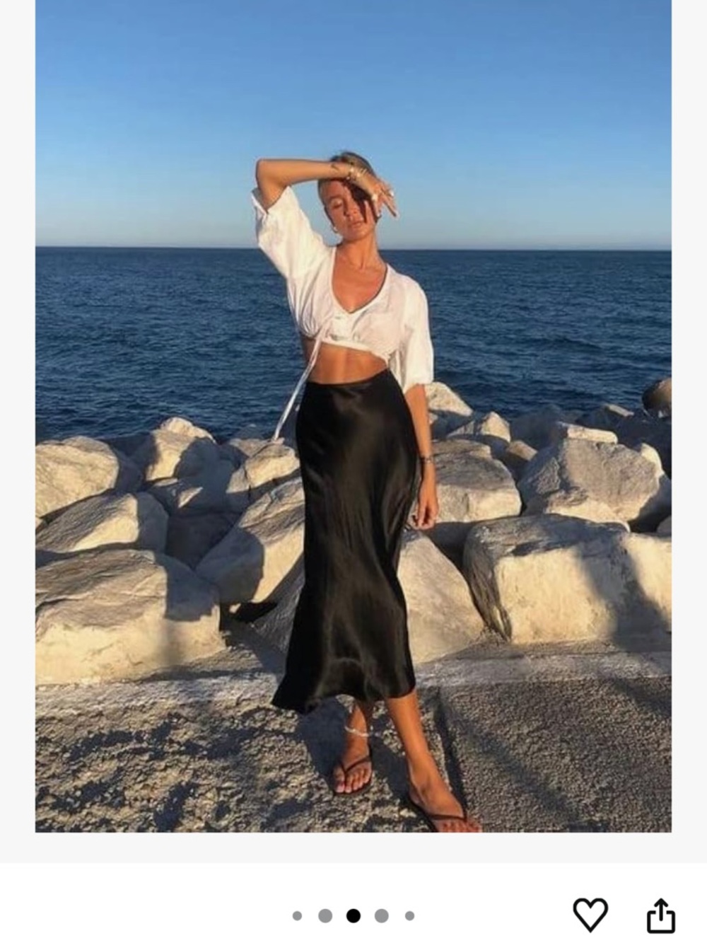 NWOT. Amazon Essentials Black Satin Midi Slip Skirt